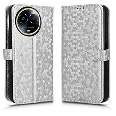 Leather Case Stands Flip Cover Holder C01X for Realme Narzo 60x 5G Silver