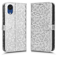 Leather Case Stands Flip Cover Holder C01X for Samsung Galaxy A03 Core Silver