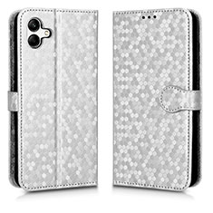 Leather Case Stands Flip Cover Holder C01X for Samsung Galaxy A04E Silver