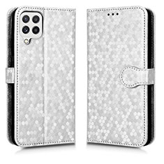 Leather Case Stands Flip Cover Holder C01X for Samsung Galaxy A12 Nacho Silver