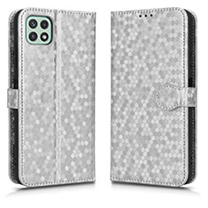 Leather Case Stands Flip Cover Holder C01X for Samsung Galaxy A22 5G Silver