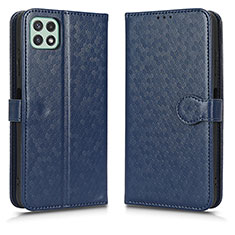 Leather Case Stands Flip Cover Holder C01X for Samsung Galaxy F42 5G Blue