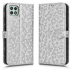 Leather Case Stands Flip Cover Holder C01X for Samsung Galaxy F42 5G Silver