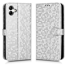 Leather Case Stands Flip Cover Holder C01X for Samsung Galaxy M04 Silver