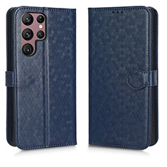 Leather Case Stands Flip Cover Holder C01X for Samsung Galaxy S23 Ultra 5G Blue