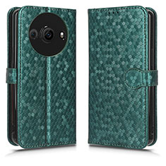 Leather Case Stands Flip Cover Holder C01X for Sharp Aquos R8 Pro Green