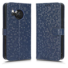 Leather Case Stands Flip Cover Holder C01X for Sharp Aquos R8s Blue