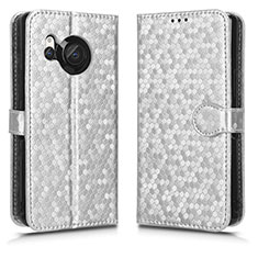 Leather Case Stands Flip Cover Holder C01X for Sharp Aquos R8s Silver