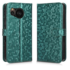 Leather Case Stands Flip Cover Holder C01X for Sharp Aquos Sense7 Green