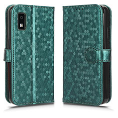 Leather Case Stands Flip Cover Holder C01X for Sharp Aquos wish3 Green