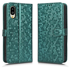 Leather Case Stands Flip Cover Holder C01X for Sharp Simple Sumaho 6 Green