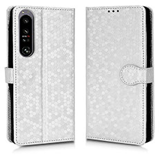 Leather Case Stands Flip Cover Holder C01X for Sony Xperia 1 IV Silver