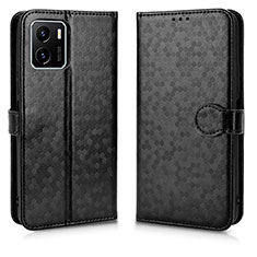 Leather Case Stands Flip Cover Holder C01X for Vivo Y01 Black