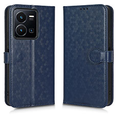 Leather Case Stands Flip Cover Holder C01X for Vivo Y35 4G Blue