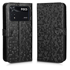 Leather Case Stands Flip Cover Holder C01X for Xiaomi Poco M4 Pro 4G Black