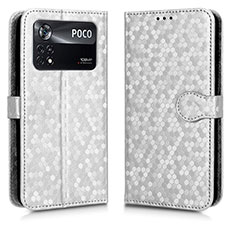 Leather Case Stands Flip Cover Holder C01X for Xiaomi Poco X4 Pro 5G Silver