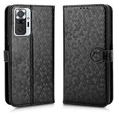 Leather Case Stands Flip Cover Holder C01X for Xiaomi Redmi Note 10 Pro 4G Black