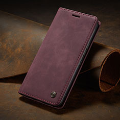 Leather Case Stands Flip Cover Holder C02S for Huawei Honor 80 5G Red Wine