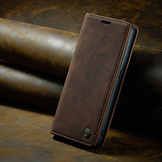 Leather Case Stands Flip Cover Holder C02S for Oppo Reno8 T 4G Brown