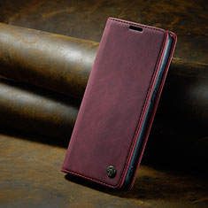 Leather Case Stands Flip Cover Holder C02S for Oppo Reno8 T 4G Red Wine