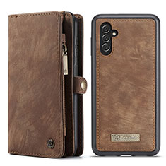 Leather Case Stands Flip Cover Holder C02S for Samsung Galaxy A13 5G Brown