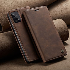 Leather Case Stands Flip Cover Holder C02S for Samsung Galaxy A32 5G Brown