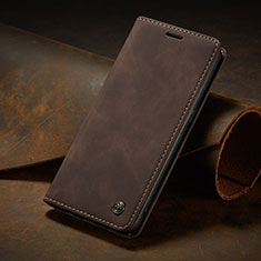 Leather Case Stands Flip Cover Holder C02S for Samsung Galaxy M01s Brown