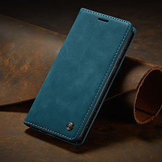 Leather Case Stands Flip Cover Holder C02S for Samsung Galaxy M02s Blue