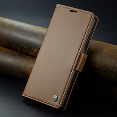 Leather Case Stands Flip Cover Holder C02S for Xiaomi Poco F5 5G Brown