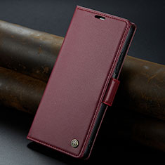 Leather Case Stands Flip Cover Holder C02S for Xiaomi Poco F5 5G Red Wine