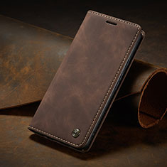 Leather Case Stands Flip Cover Holder C02S for Xiaomi Poco M6 Pro 5G Brown