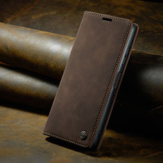 Leather Case Stands Flip Cover Holder C02S for Xiaomi Redmi Note 10 Pro Max Brown