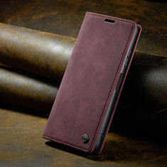 Leather Case Stands Flip Cover Holder C02S for Xiaomi Redmi Note 10 Pro Max Red Wine