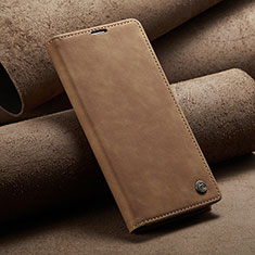 Leather Case Stands Flip Cover Holder C02S for Xiaomi Redmi Note 11 4G (2022) Light Brown