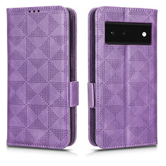 Leather Case Stands Flip Cover Holder C02X for Google Pixel 6 5G Purple