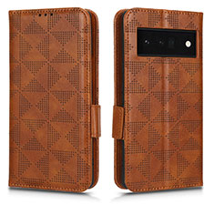 Leather Case Stands Flip Cover Holder C02X for Google Pixel 6 Pro 5G Brown