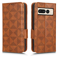 Leather Case Stands Flip Cover Holder C02X for Google Pixel 7 Pro 5G Brown