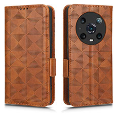 Leather Case Stands Flip Cover Holder C02X for Huawei Honor Magic4 Pro 5G Brown