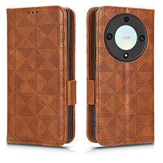 Leather Case Stands Flip Cover Holder C02X for Huawei Honor Magic5 Lite 5G Brown