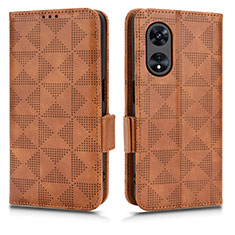 Leather Case Stands Flip Cover Holder C02X for Huawei Honor X5 Plus Brown