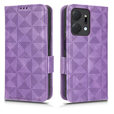 Leather Case Stands Flip Cover Holder C02X for Huawei Honor X7a Purple