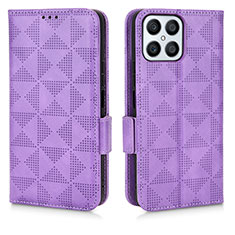 Leather Case Stands Flip Cover Holder C02X for Huawei Honor X8 4G Purple