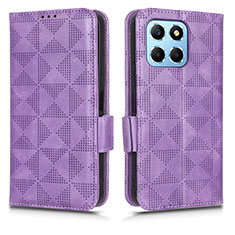 Leather Case Stands Flip Cover Holder C02X for Huawei Honor X8a 5G Purple