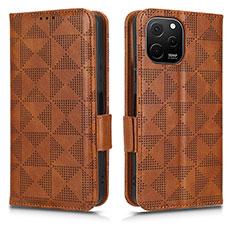 Leather Case Stands Flip Cover Holder C02X for Huawei Nova Y61 Brown