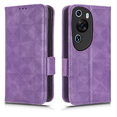 Leather Case Stands Flip Cover Holder C02X for Huawei P60 Art Purple