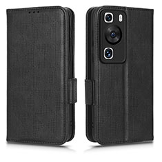 Leather Case Stands Flip Cover Holder C02X for Huawei P60 Pro Black