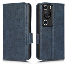 Leather Case Stands Flip Cover Holder C02X for Huawei P60 Pro Blue