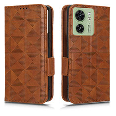 Leather Case Stands Flip Cover Holder C02X for Motorola Moto Edge (2023) 5G Brown