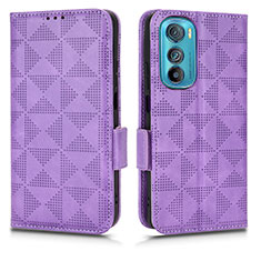 Leather Case Stands Flip Cover Holder C02X for Motorola Moto Edge 30 5G Purple