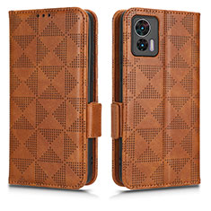 Leather Case Stands Flip Cover Holder C02X for Motorola Moto Edge 30 Lite 5G Brown